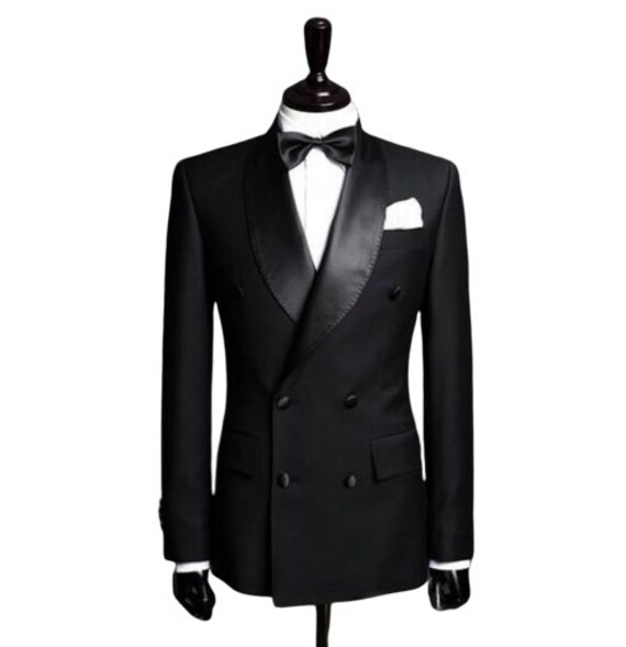 Men's Slim Fit Double Breasted Tuxedo Jacket in Black | Etsy