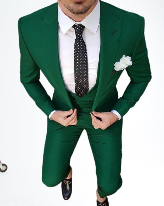 Men Suits Green 3 Piece Wedding Suits Slim Fit Formal Fashion Etsy