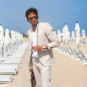 Men Linen Suits Summer Suits Men Suits Beach Suits 2 Piece - Etsy