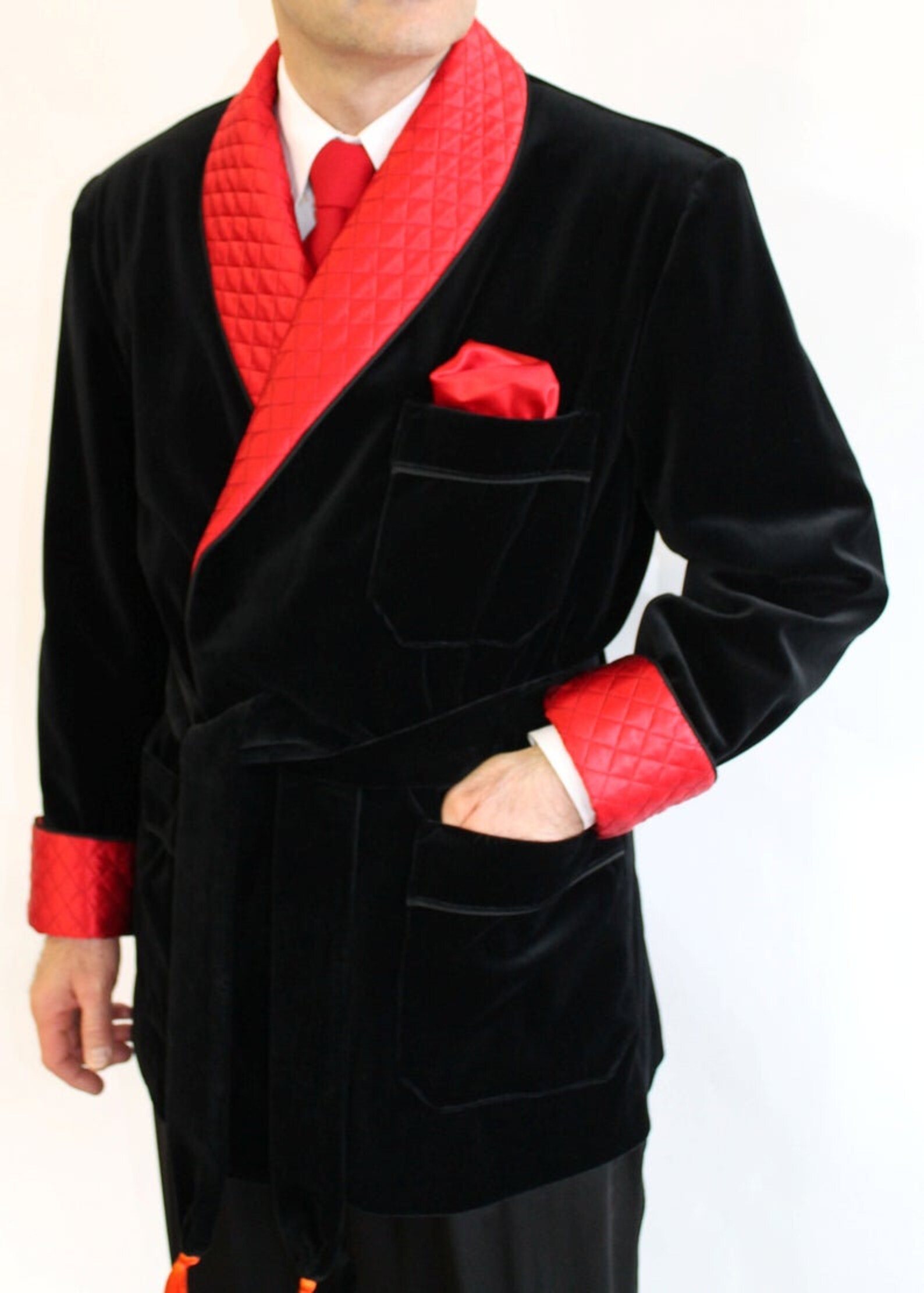 Men Smoking Jacket Smoking Robe Black Smoking Jacket Velvet Etsy