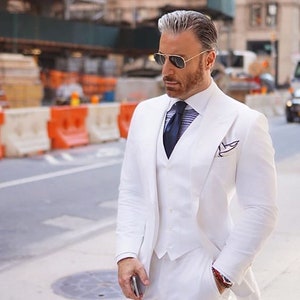 Men Suit, White Linen Suits, Linen Summer Suits, 3 Piece White Suits ...