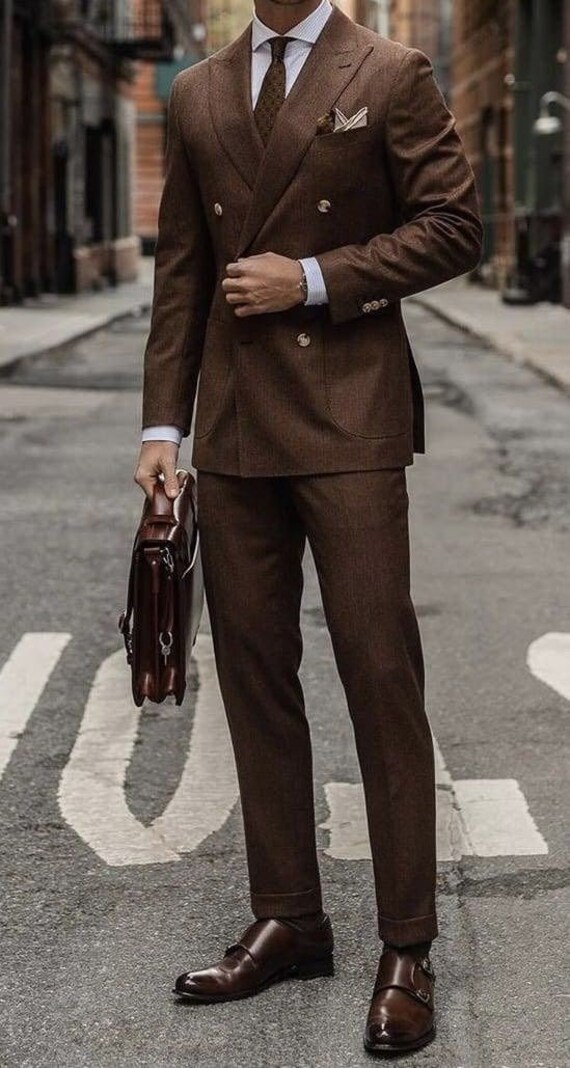 Dark brown two-piece suit