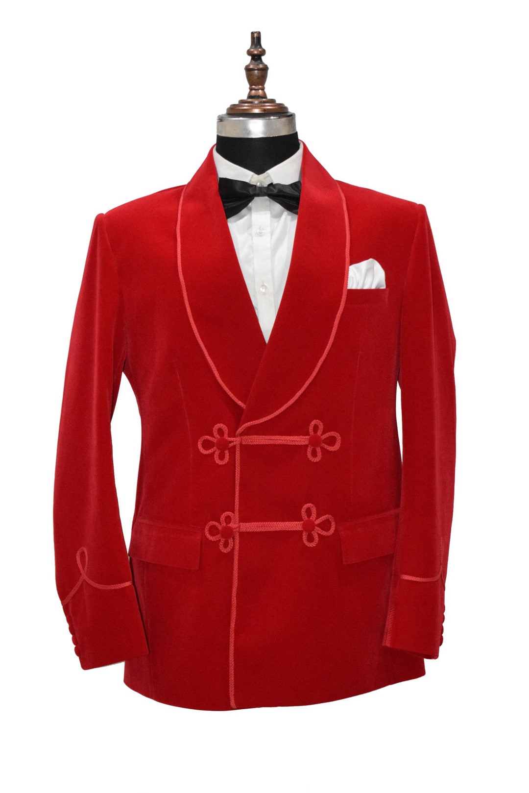 Men Red Vintage Smoking Jacket Velvet Blazer Double Breasted Etsy