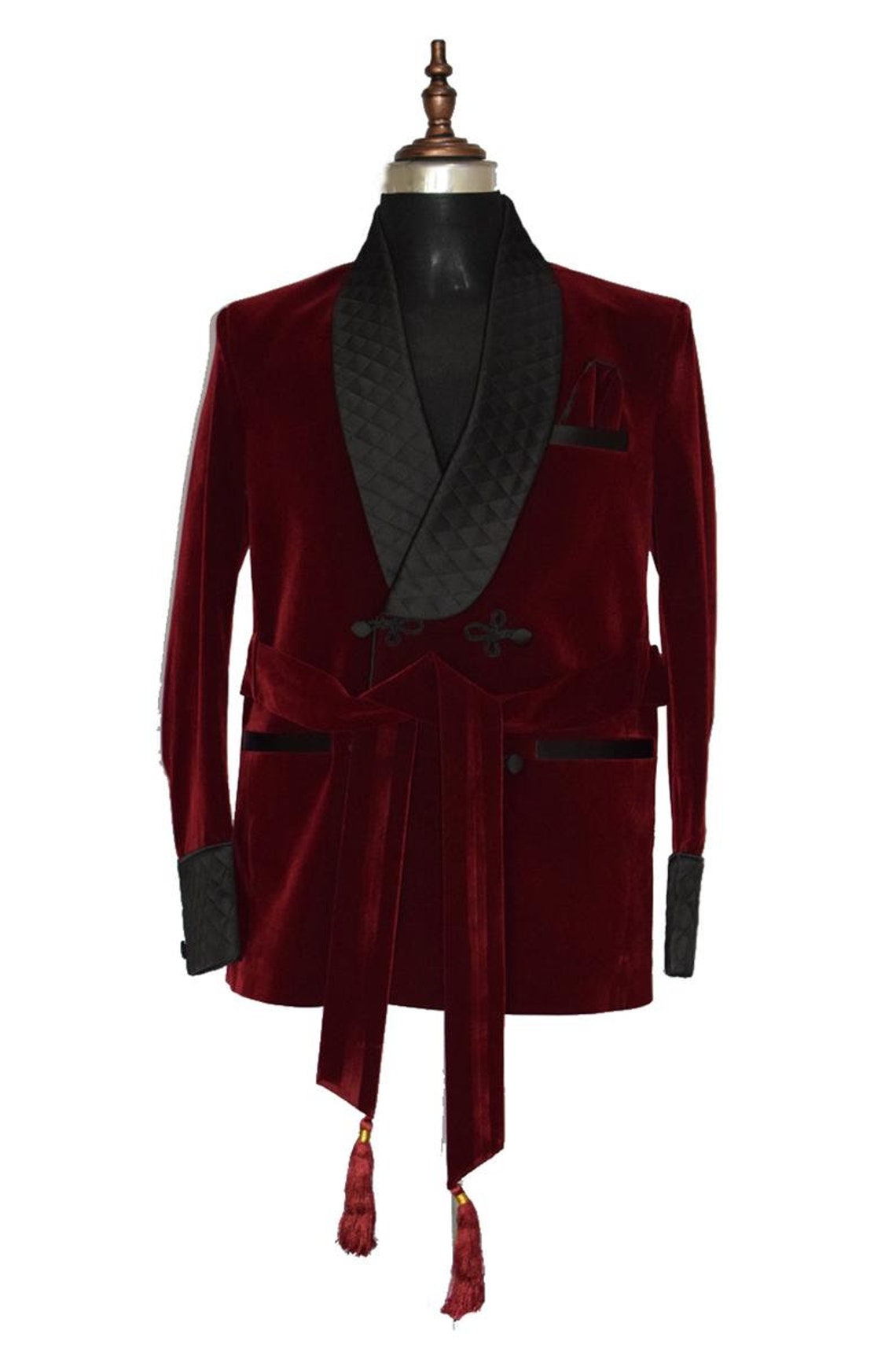Smoking Jackets Men Burgundy Velvet Quilted Elegant Hosting Etsy