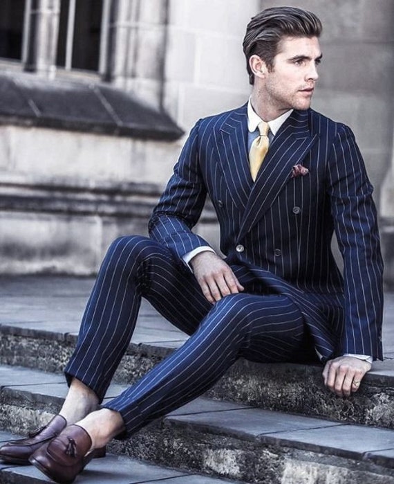 Light Blue Pinstripe Suit for men, many styles, sizes and colors