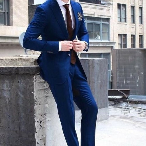 Men Suits Royal Blue Suits Men 2 Piece Suit One Button - Etsy