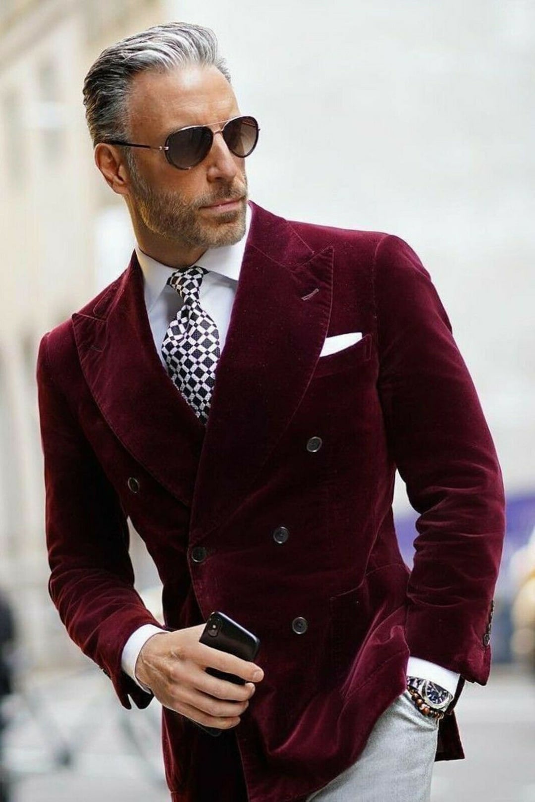 Men's Double Breasted Velvet Blazer Burgundy Velvet Dinner 