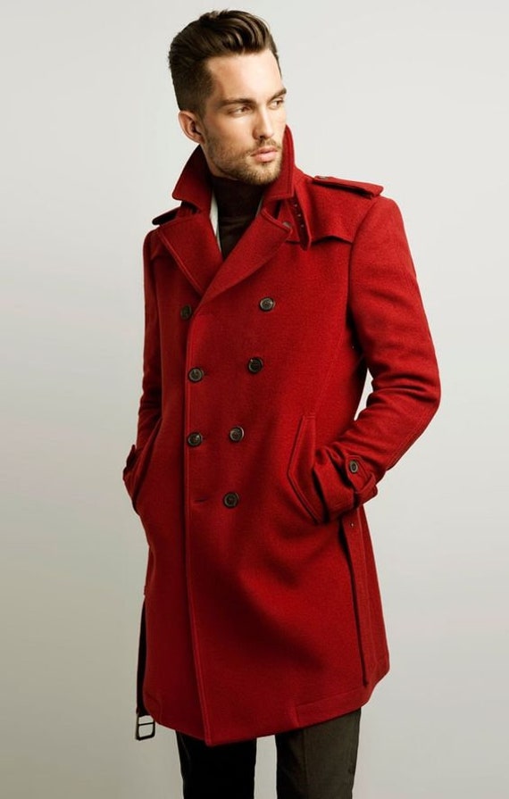 Red trench best sale coat
