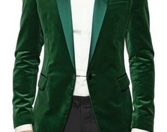 Men's Tuxedo Jacket Green Velvet Dinner Coat Slim Fit Prom - Etsy