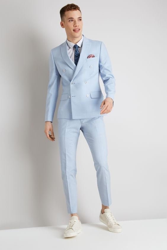 Men Suits 2 Piece Suit Double Breasted Suit Light Blue Slim | Etsy India