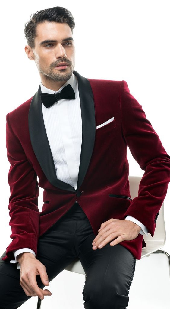 maroon suede suit