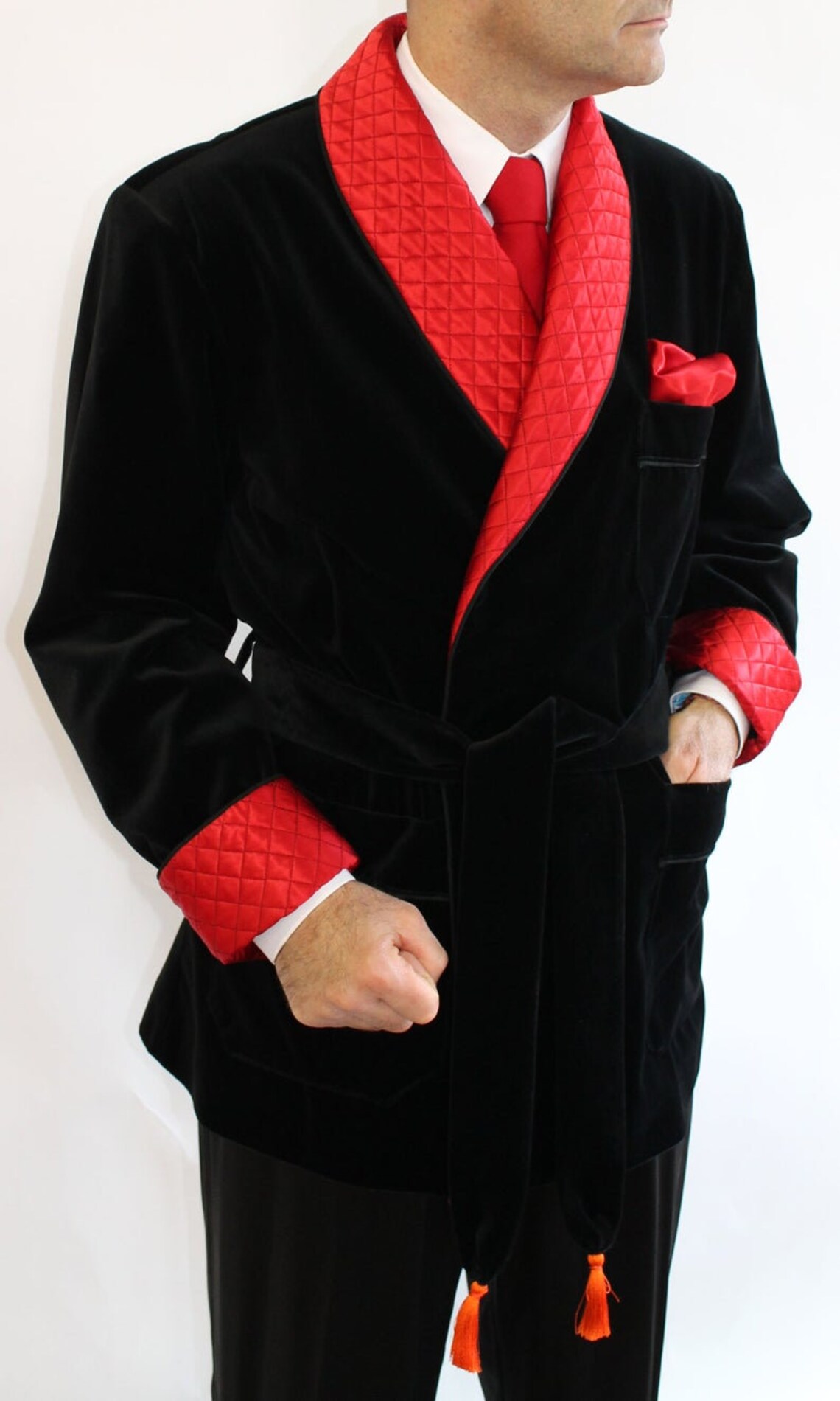 Men Smoking Jacket Smoking Robe Black Smoking Jacket Velvet Etsy