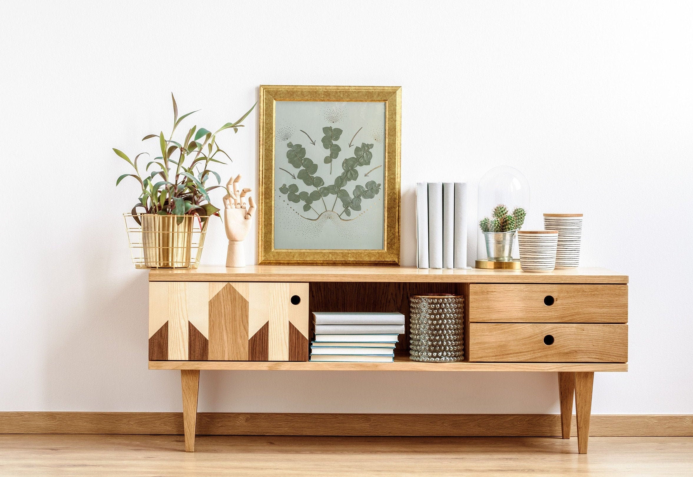 Tableau Encadré de Feuilles d'eucalyptus Séchées Pour Décoration Murale Originale