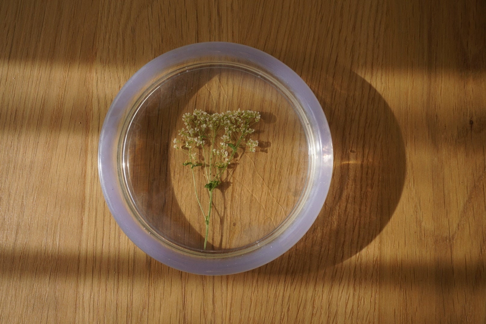 Coupelle à Bijoux ou Vide-Poche en Résine avec Des Fleurs Séchées & Un Effet Fumé Bleu Ciel