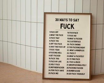 30 Ways To Say Fuck | Black and Cream | Art Print