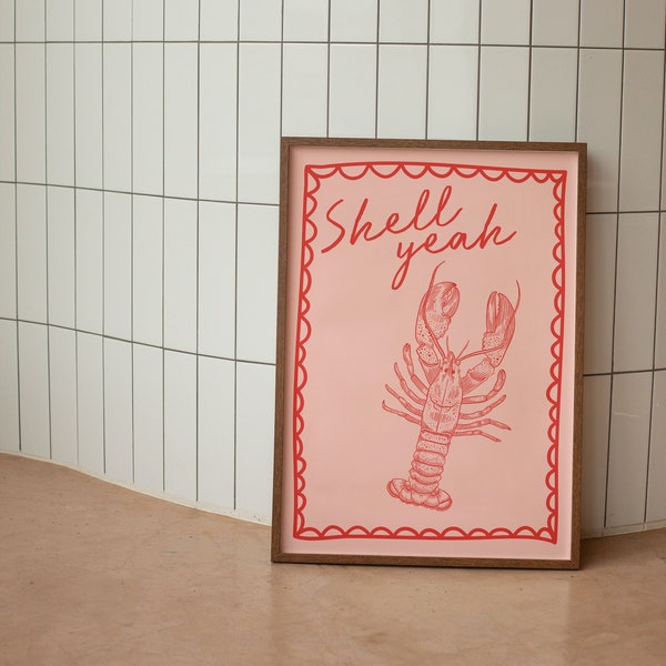 Shell Yeah | Art Print | Pink Kitchen Lobster Print