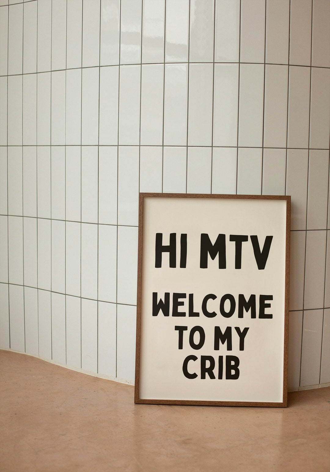 Hi MTV to My Crib Black and Cream Art Print Etsy