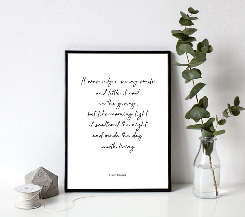 It Was Only A Sunny Smile. F. Scott Fitzgerald Print Digital | Etsy