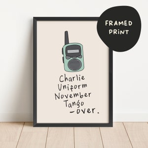 Framed | Charlie Uniform November Tango Over | Blue and Cream | Art Print