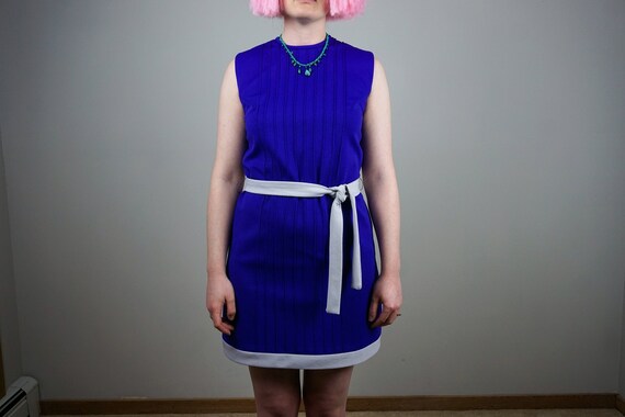 Deep Purple Sleeveless Dress with Belt