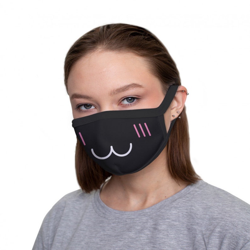 Kawaii Anime Cat Face Mask Cool Design Reusable Washable Etsy