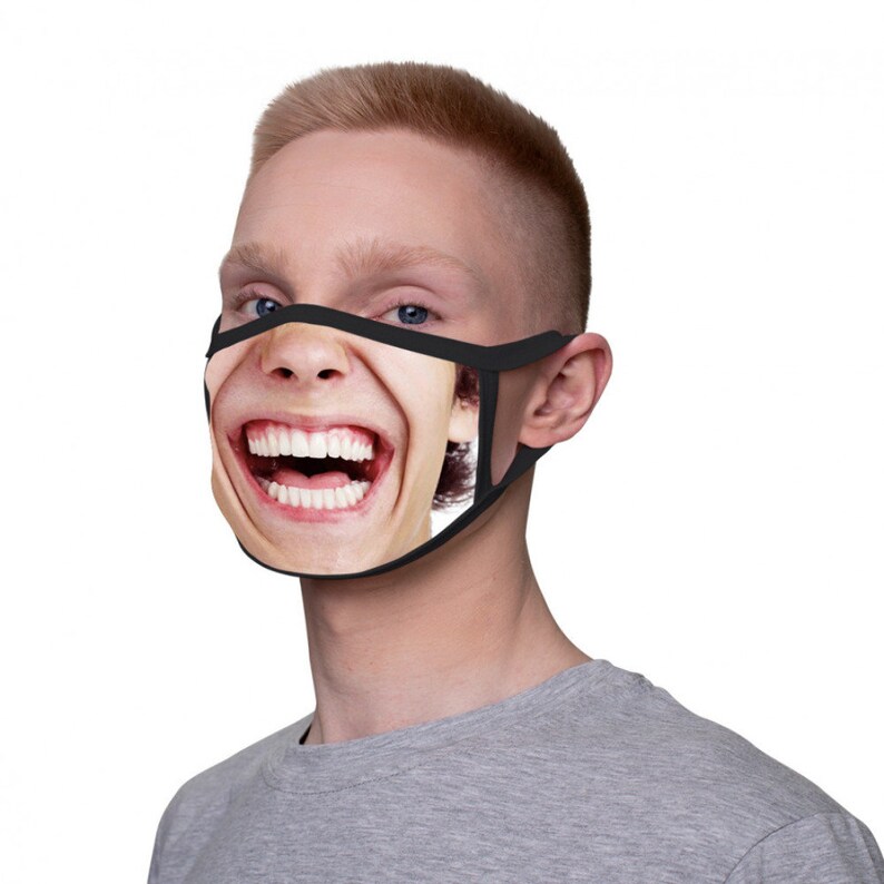 Happy Laugh Face Mask Cool Design Reusable Washable 100% image 1