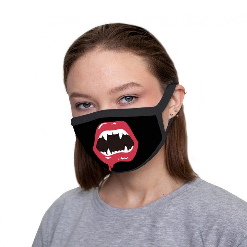 Vampire Teeth Face Mask Cool Design Halloween Mask Reusable Etsy