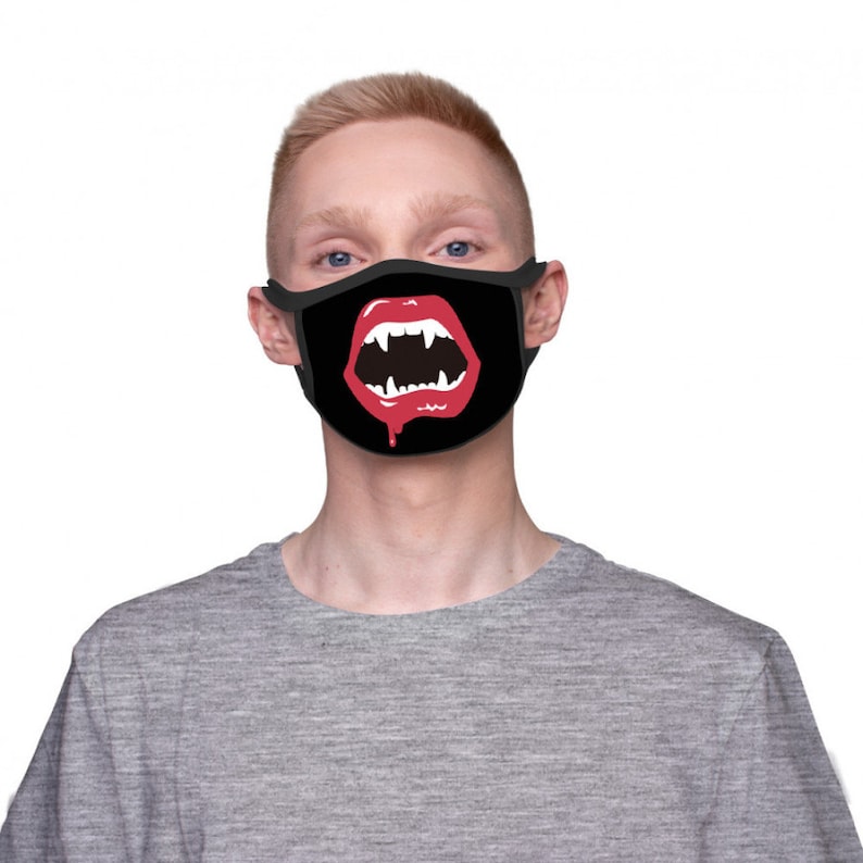 Vampire Teeth Face Mask Cool Design Halloween Mask Reusable Etsy