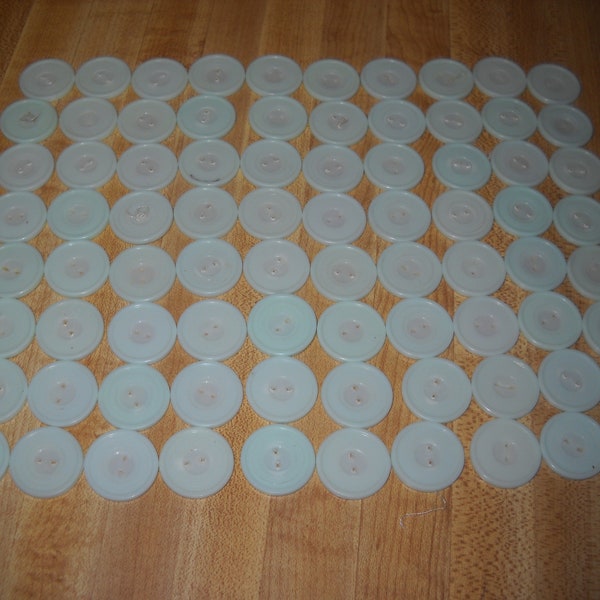 3/4 inch round pale green plastic button vintage 1960's 70's 80 count