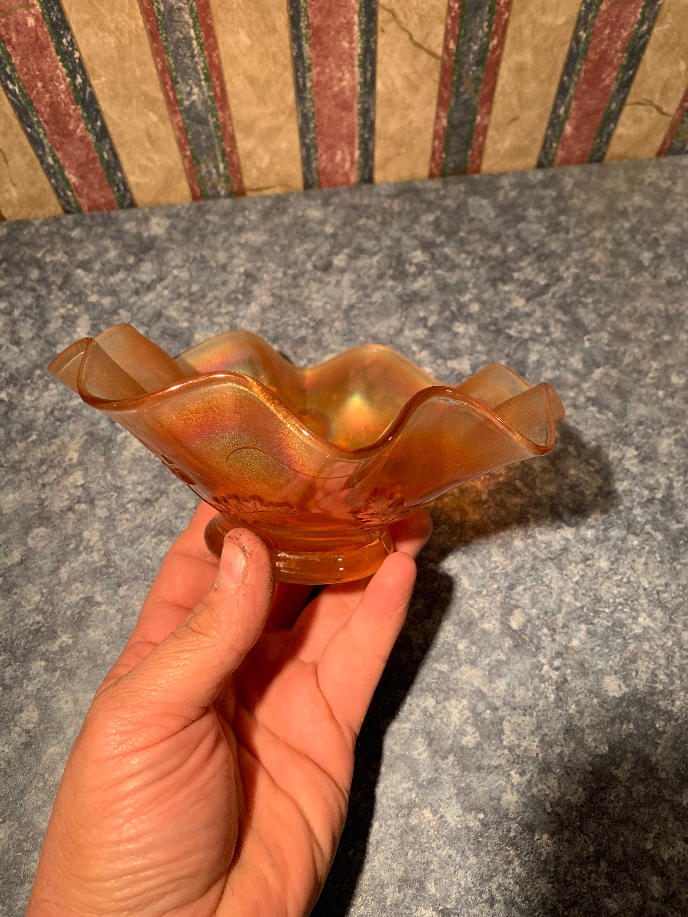 Vintage Fluted Carnival Glass Bowl Etsy