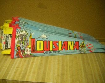 Vintage Louisiana souvenir pennant decoration 1970's