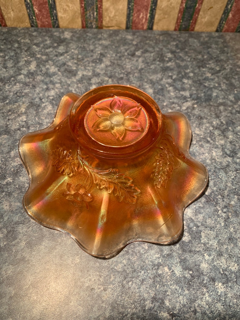 Vintage Fluted Carnival Glass Bowl Etsy