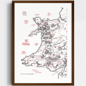 Wales Karte inspiriert von Tolkien