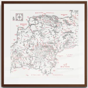 Devon Map inspired by Tolkien • Fine Art Print by Joshua Tabti Art • Hand Illustrated Cartography