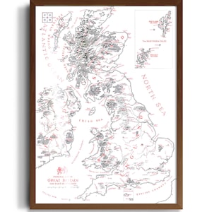 トールキンにインスパイアされたイギリス地図 • ジョシュア・タブティ・アートによるファインアートプリント