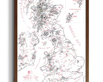 Mapa de Gran Bretaña inspirado en Tolkien • Impresión artística de Joshua Tabti Art