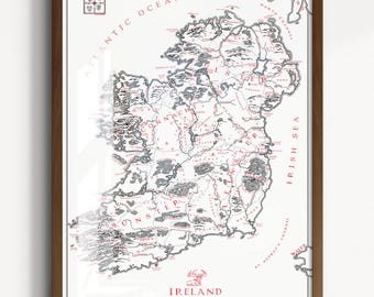 Irland Karte inspiriert von Tolkien • Fine Art Print von Joshua Tabti Art