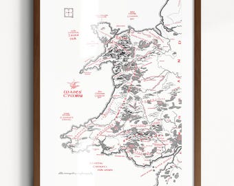 Mapa Walii inspirowana Tolkienem • Wydruk artystyczny autorstwa Joshuy Tabti Art