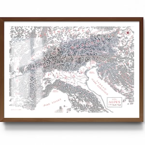 Die Alpen Karte (Muttersprache) inspiriert von Tolkien • Fine Art Druck von Joshua Tabti Art