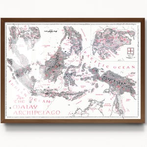 Singapore, Malaysia and Indonesia Map inspired by Tolkien • Fine Art Print by Joshua Tabti Art