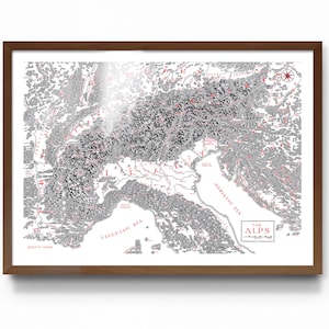 La mappa delle Alpi ispirata a Tolkien • Stampa artistica di Joshua Tabti Art