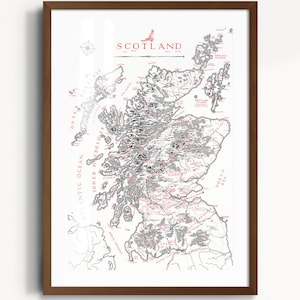 Mappa della Scozia ispirata a Tolkien • Stampa artistica di Joshua Tabti Art