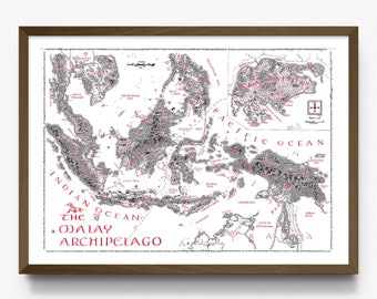 Singapore, Malaysia and Indonesia Map inspired by Tolkien