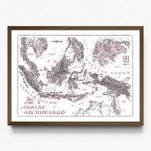 Singapur, Malaysia und Indonesien Karte inspiriert von Tolkien