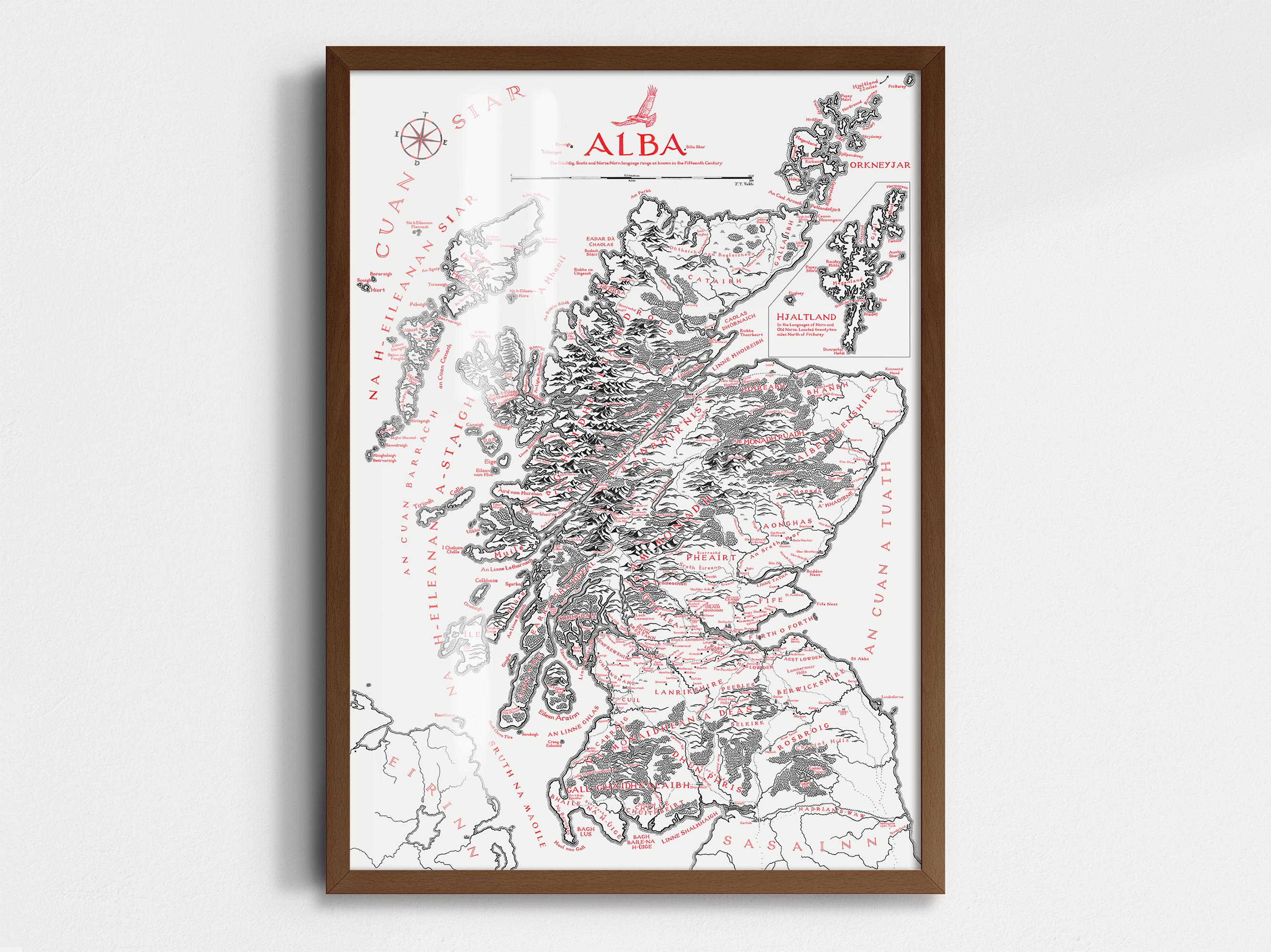 Mapa de Alba/Escocia inspirado en Tolkien • Impresión artística de Joshua Tabti Art