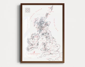 Großbritannien & Irland Karte inspiriert von Tolkien • Fine Art Print von Joshua Tabti Art • Mittelerde Fantasy Kartographie