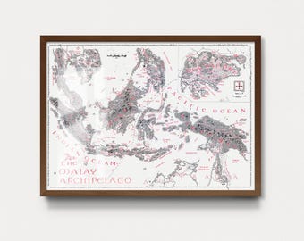 Mapa de Singapur, Malasia e Indonesia inspirado en Tolkien • Impresión artística de Joshua Tabti Art