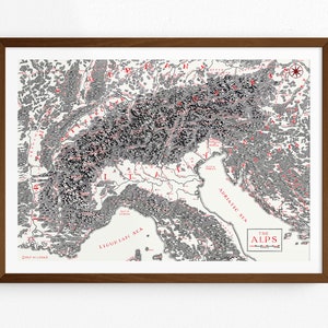 Die Alpen Karte inspiriert von Tolkien | Karte des Alpes |  | Mappa delle Alpi | Karte der Alpen