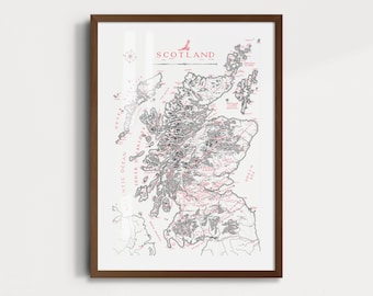 Mapa de Escocia inspirado en Tolkien • Impresión artística de Joshua Tabti Art
