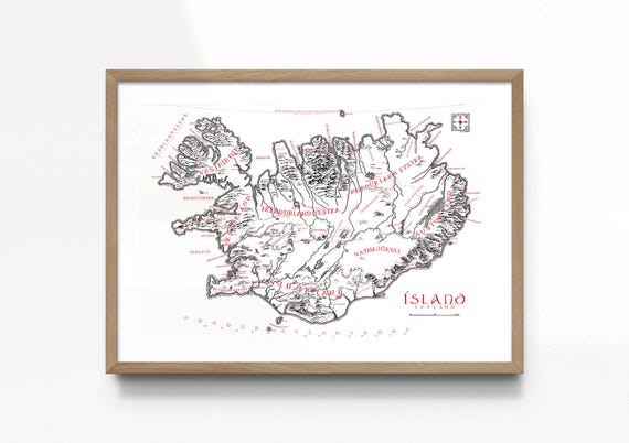 Iceland Map Inspired by Tolkien • Fine Art Print by Joshua Tabti